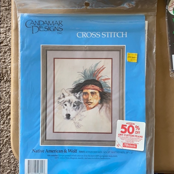 New Native American & Wolf Crossstitch - Picture 1 of 5
